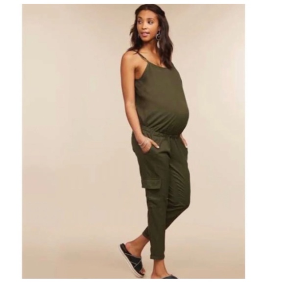 Motherhood Maternity Olive Jumpsuit - Picture 1 of 7